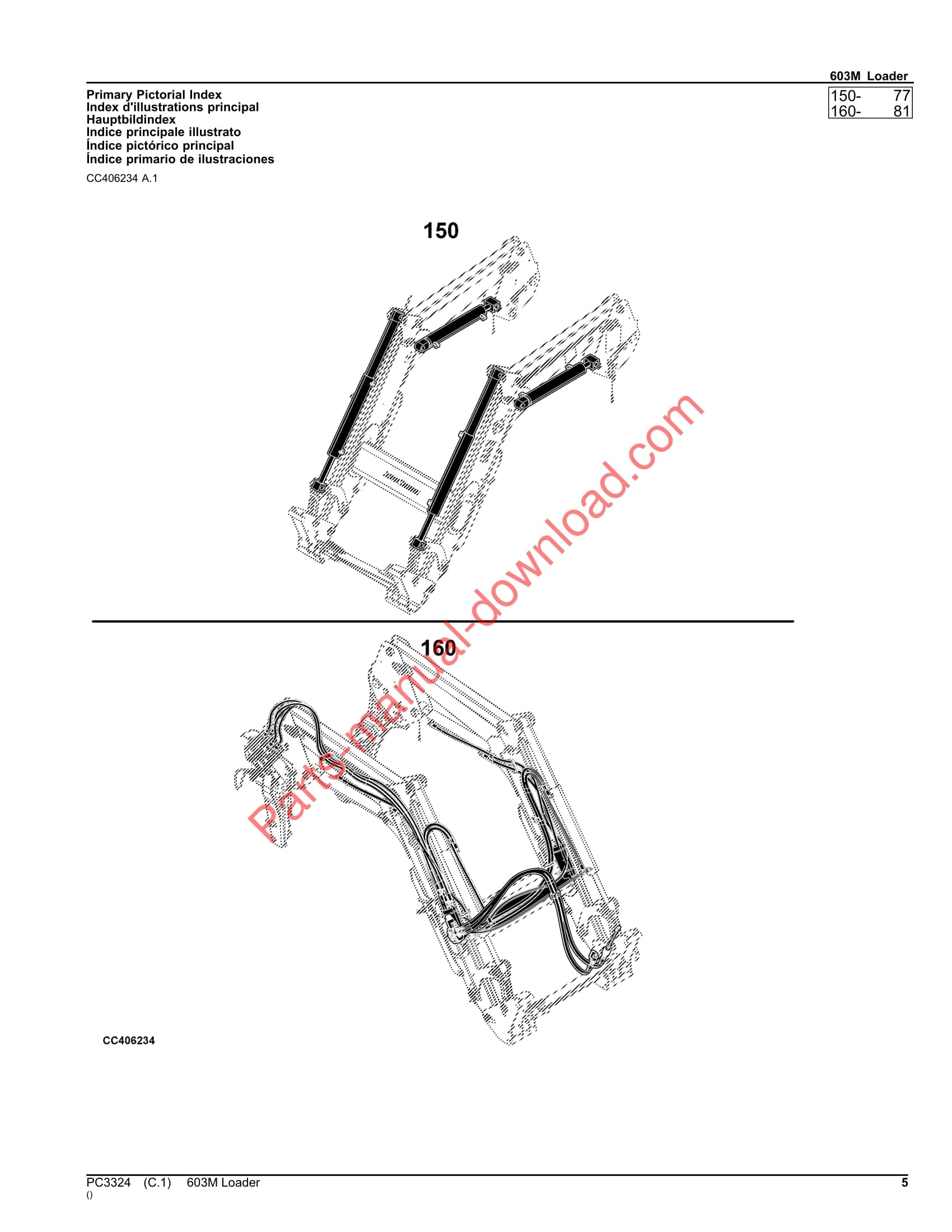 John Deere 603M Loader Parts Manual PC3324 