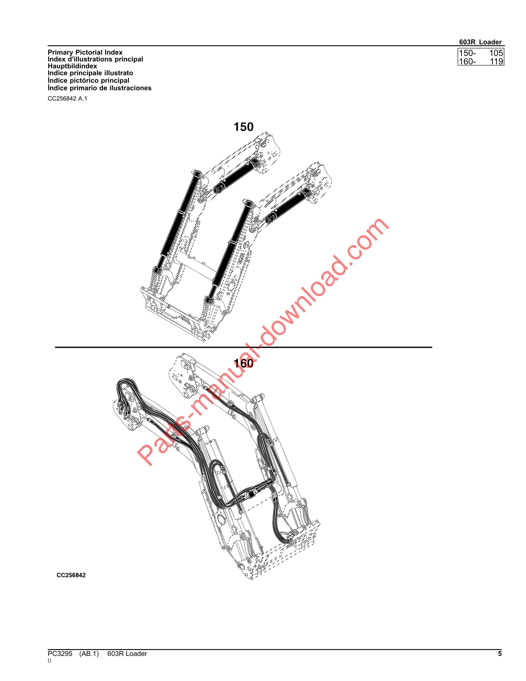 John Deere 603R Loader Parts Manual PC3295 