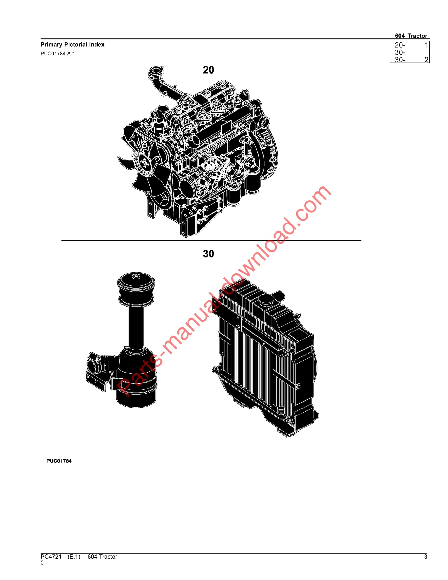 John Deere 604 Tractor Parts Manual PC4721 