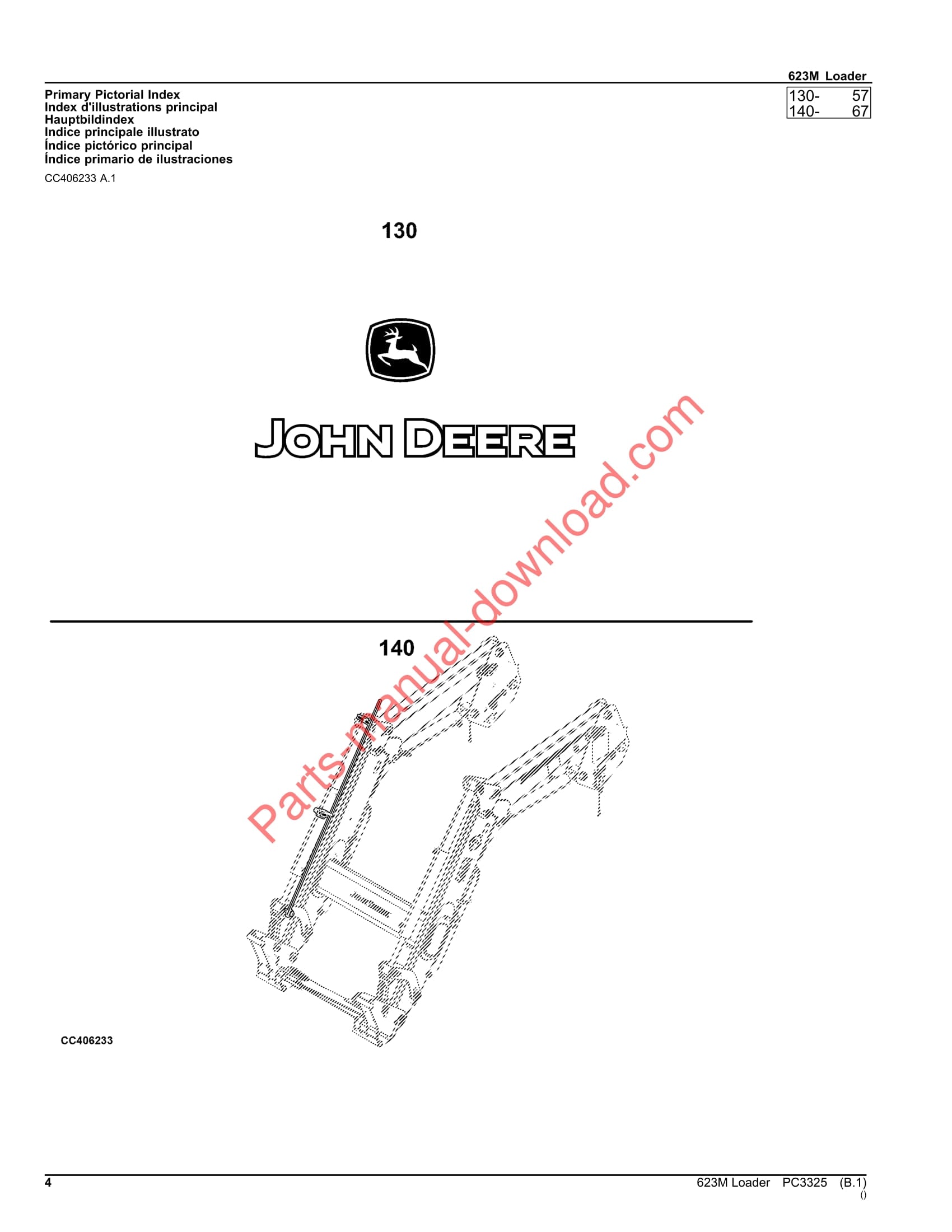 John Deere 623M Loader Parts Manual PC3325 