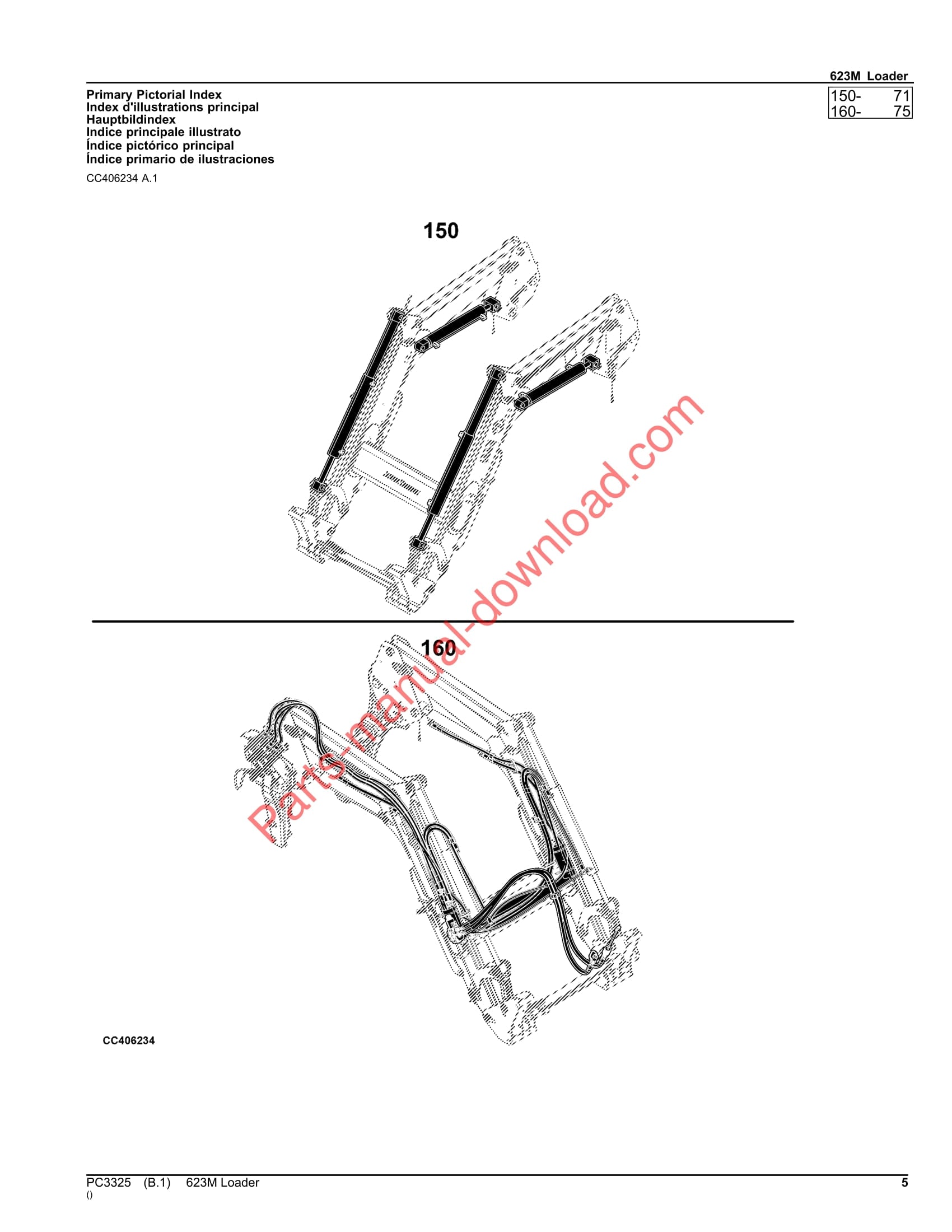 John Deere 623M Loader Parts Manual PC3325 