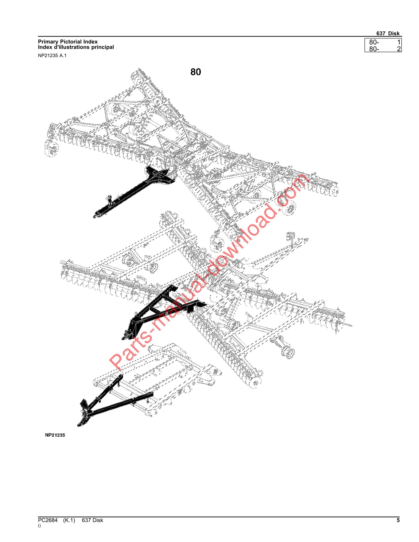 John Deere 637 Disk Parts Manual PC2684