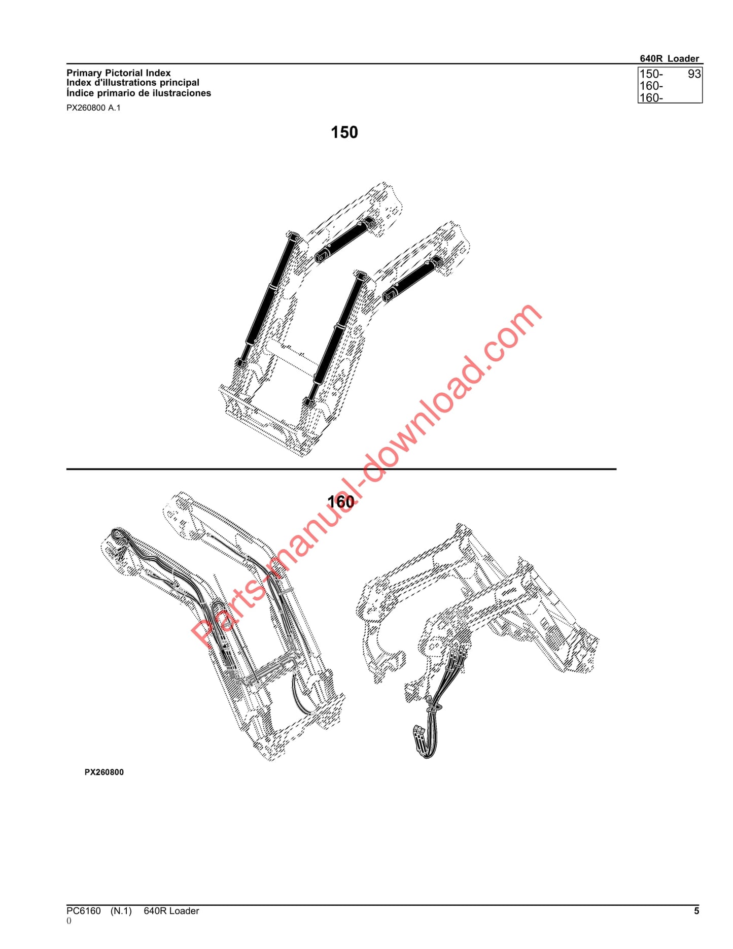 John Deere 640R Loader Parts Manual PC6160 