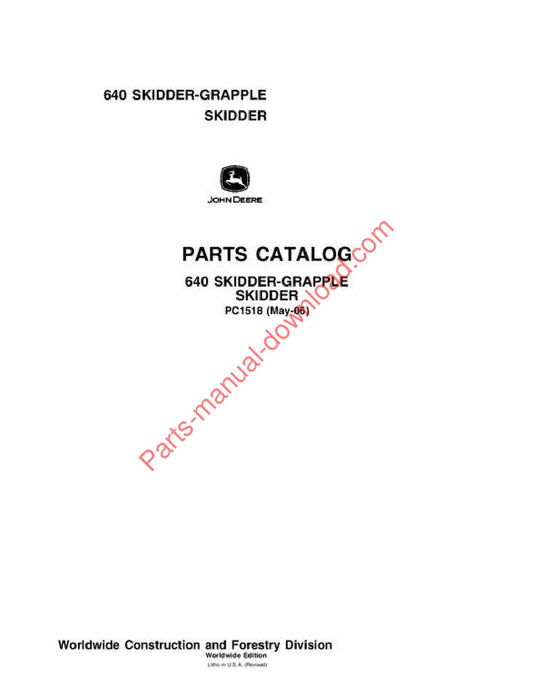 John Deere 640 Skidder Parts Manual PC1518