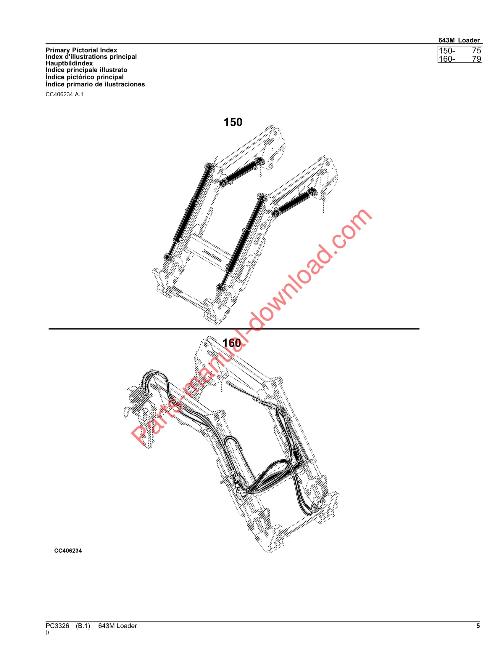John Deere 643M Loader Parts Catalog Manual PC3326