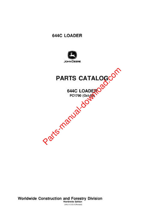 John Deere 644C Loader Parts Manual PC1790