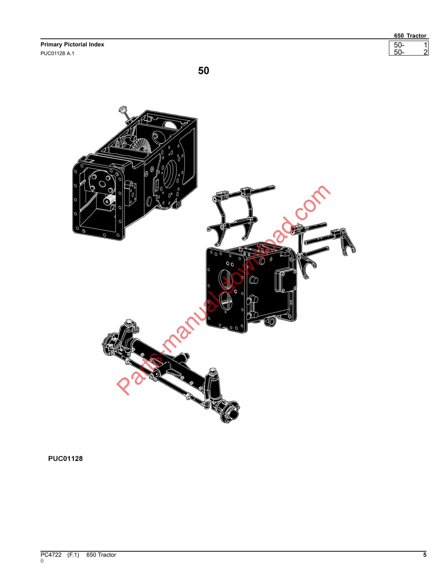 John Deere 650 Tractor Parts Manual PC4722 