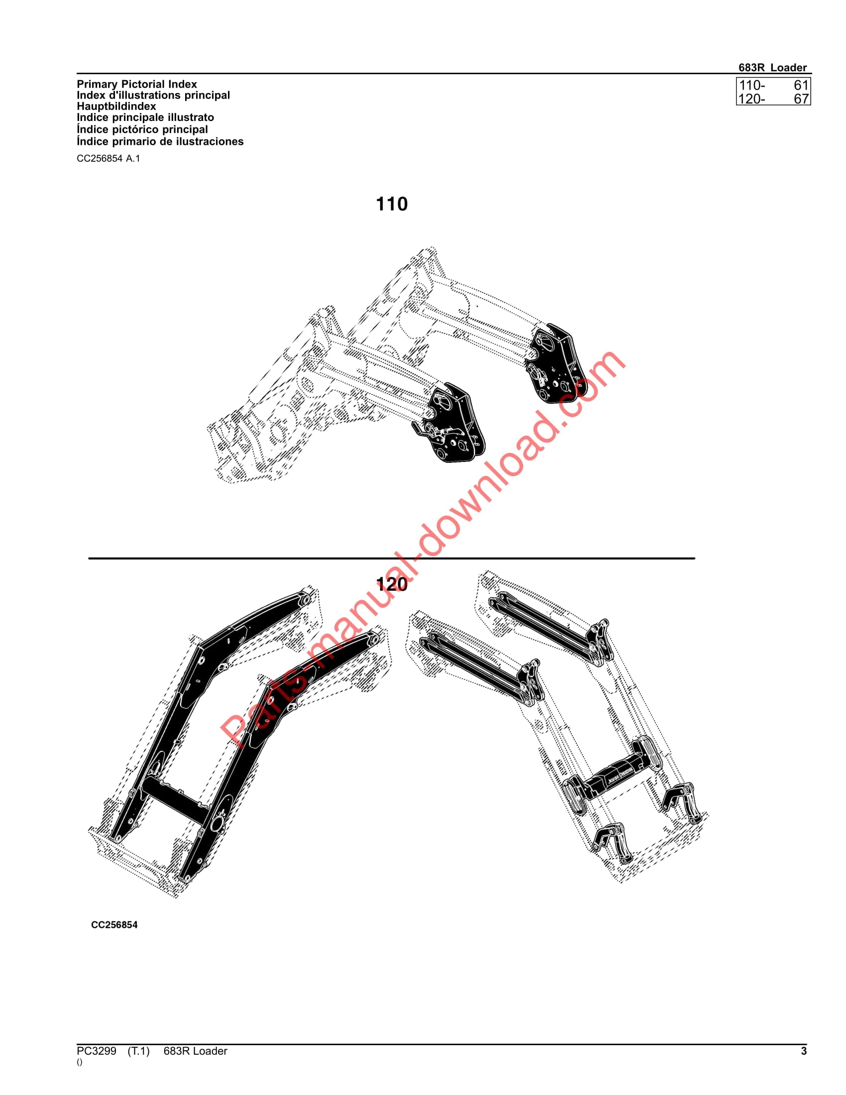 John Deere 683R Loader Parts Manual PC3299