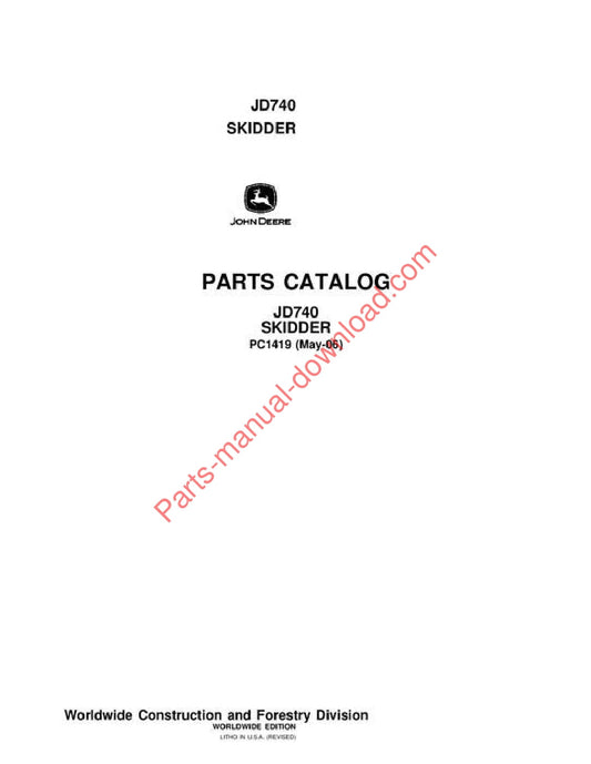 John Deere 740 Skidder Parts Manual PC1419