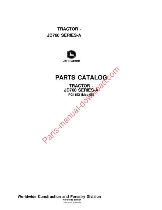 John Deere 760A Tractor Parts Manual PC1153