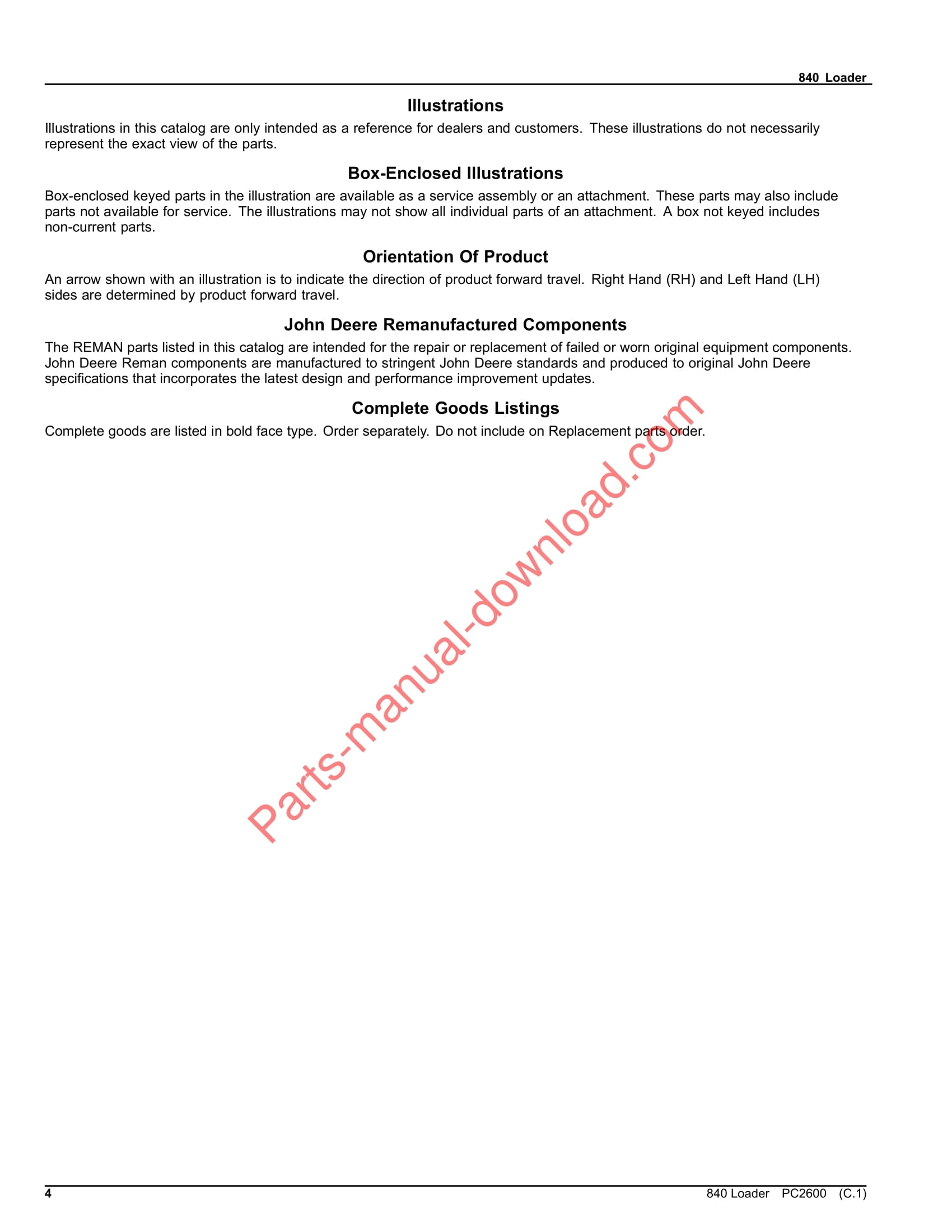 John Deere 840 Loader Parts Catalog PC2600 13JUL20