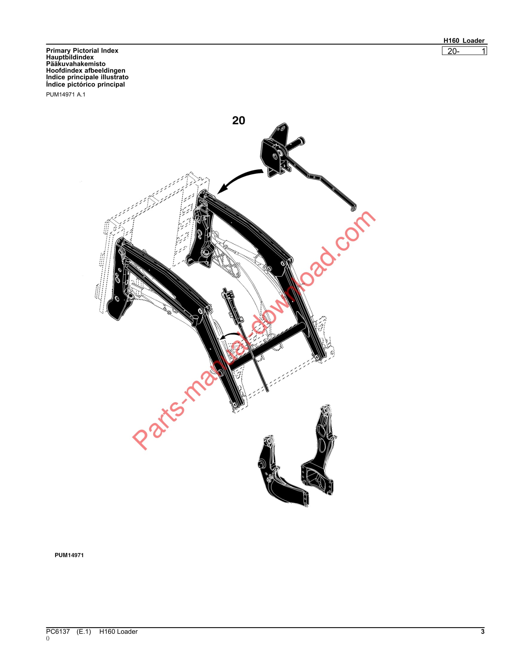 John Deere H160 Loader Parts Manual PC6137 