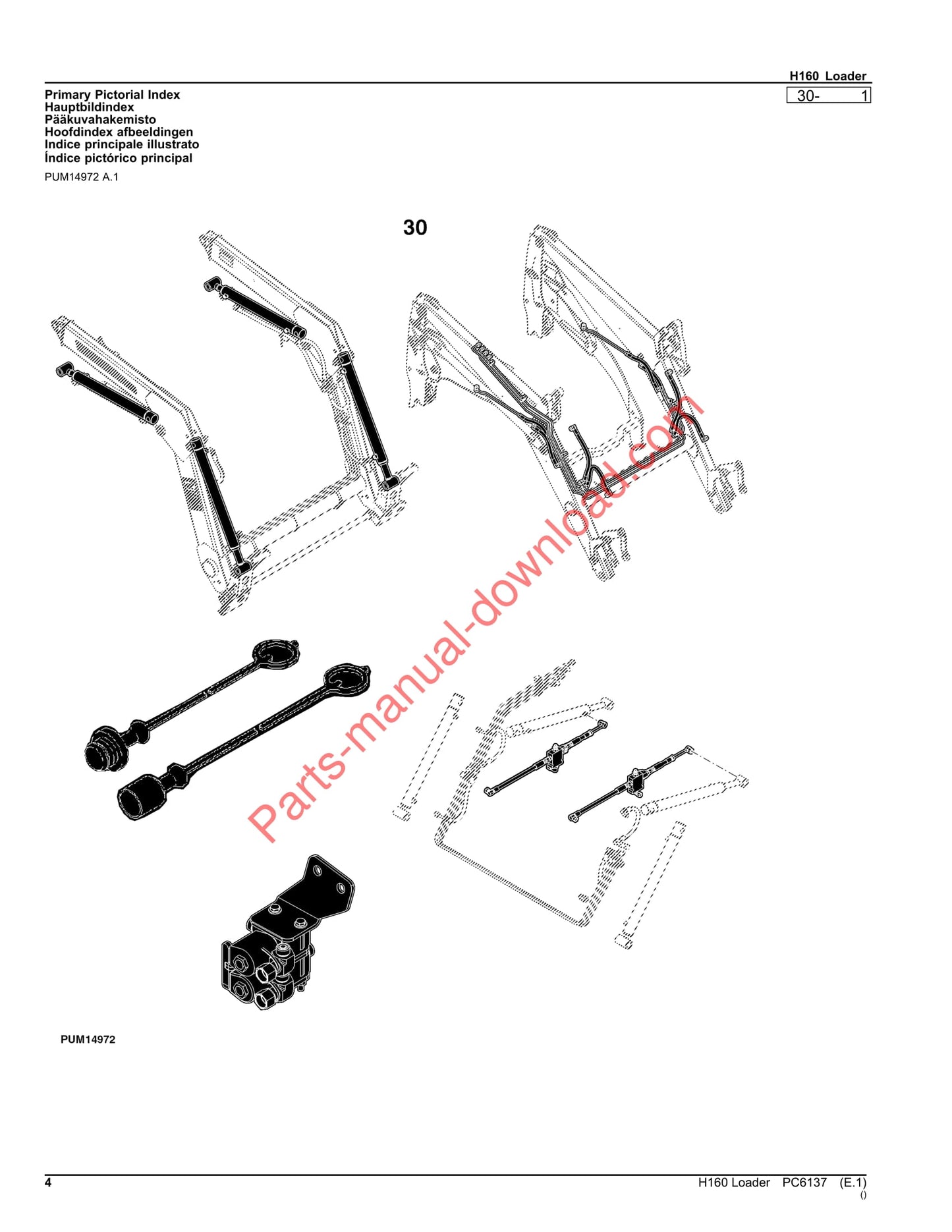 John Deere H160 Loader Parts Manual PC6137 