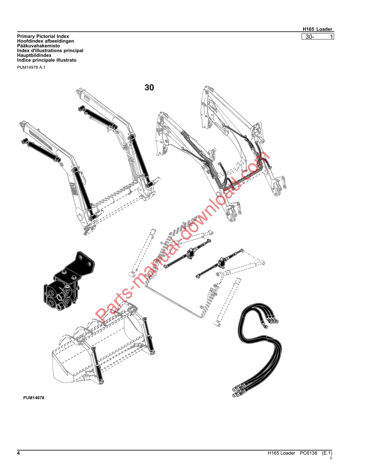 John Deere H165 Loader Parts Manual PC6138 