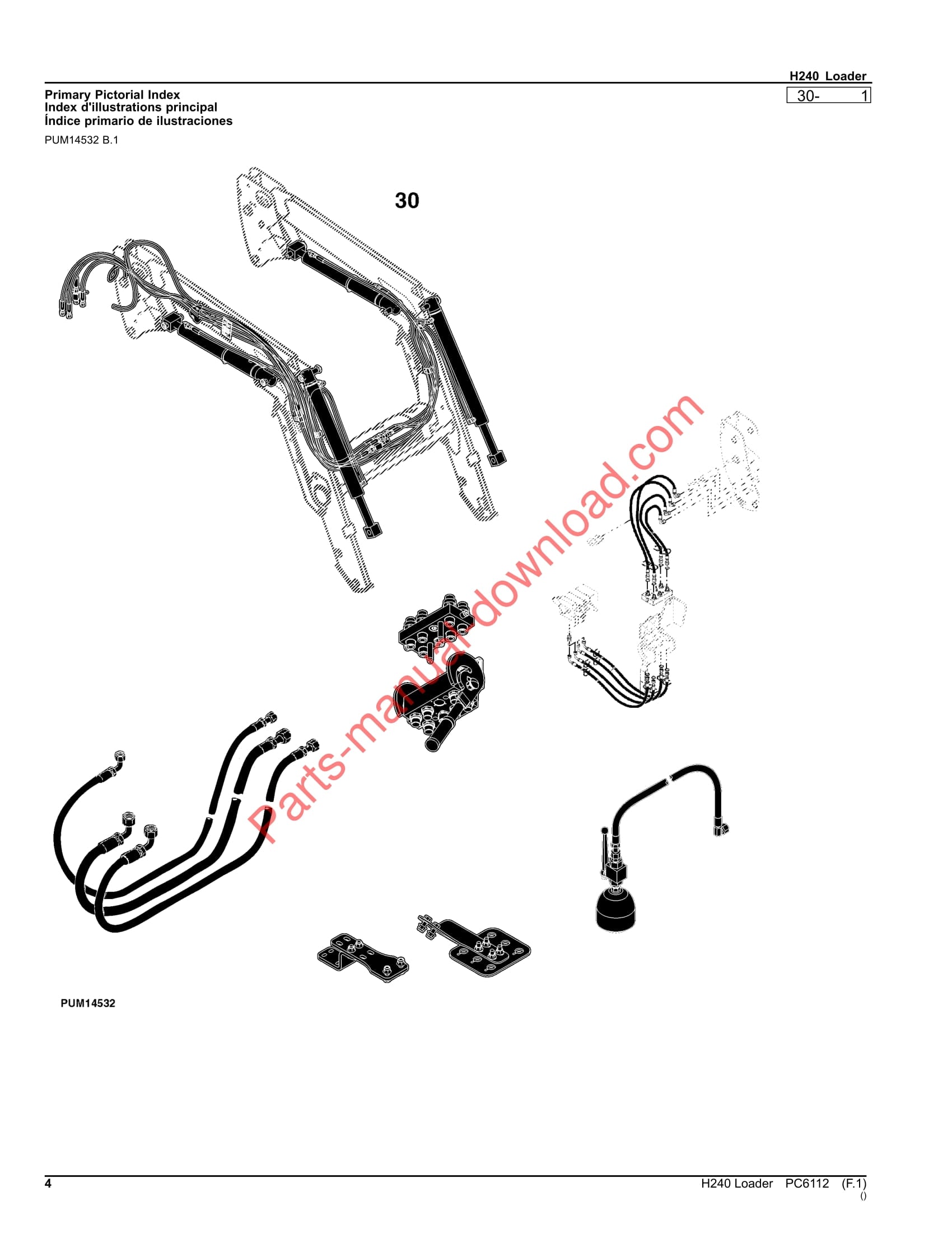 John Deere H240 Loader Parts Manual PC6112