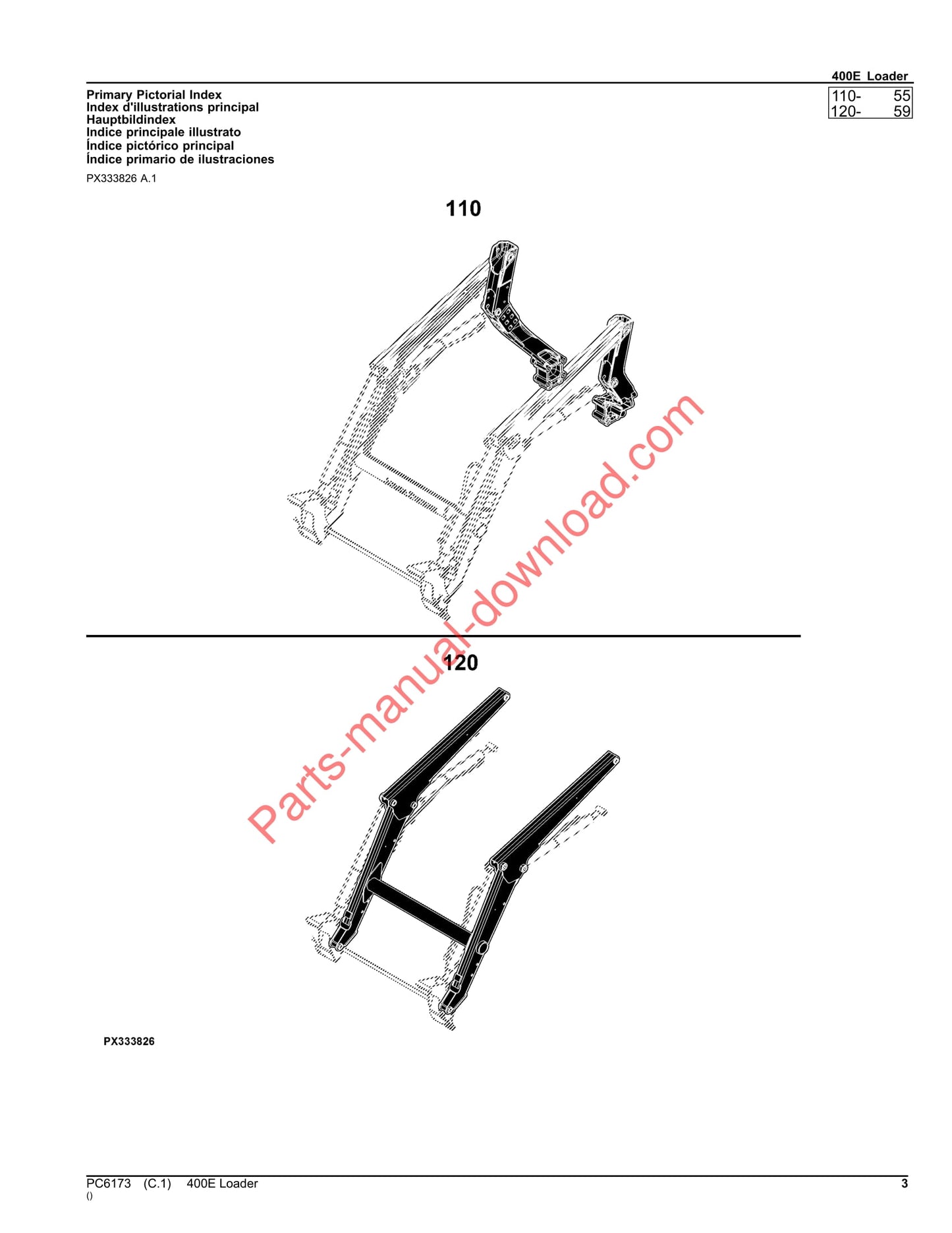 John Deere 400e Loader Parts Manual PC6173 Instant Download