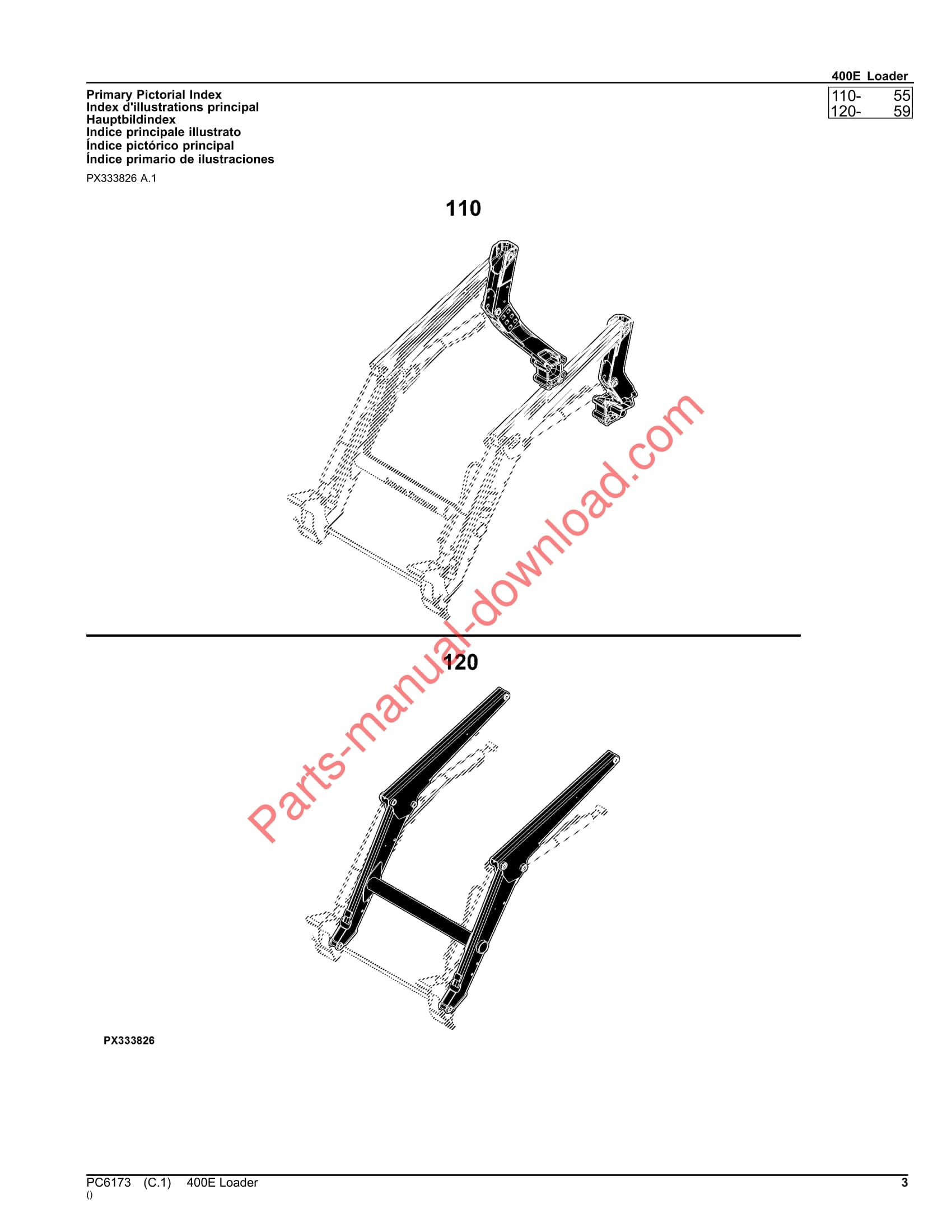John Deere 400e Loader Parts Manual PC6173 Instant Download