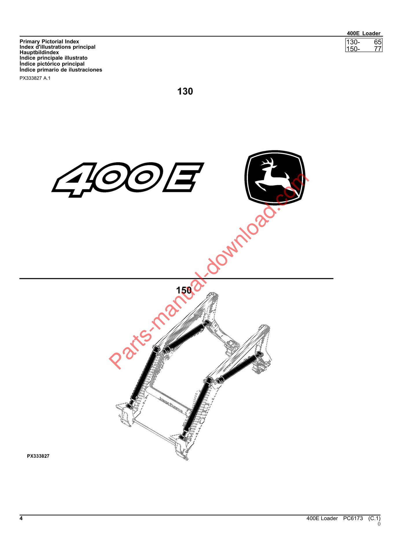 John Deere 400e Loader Parts Manual PC6173 Instant Download