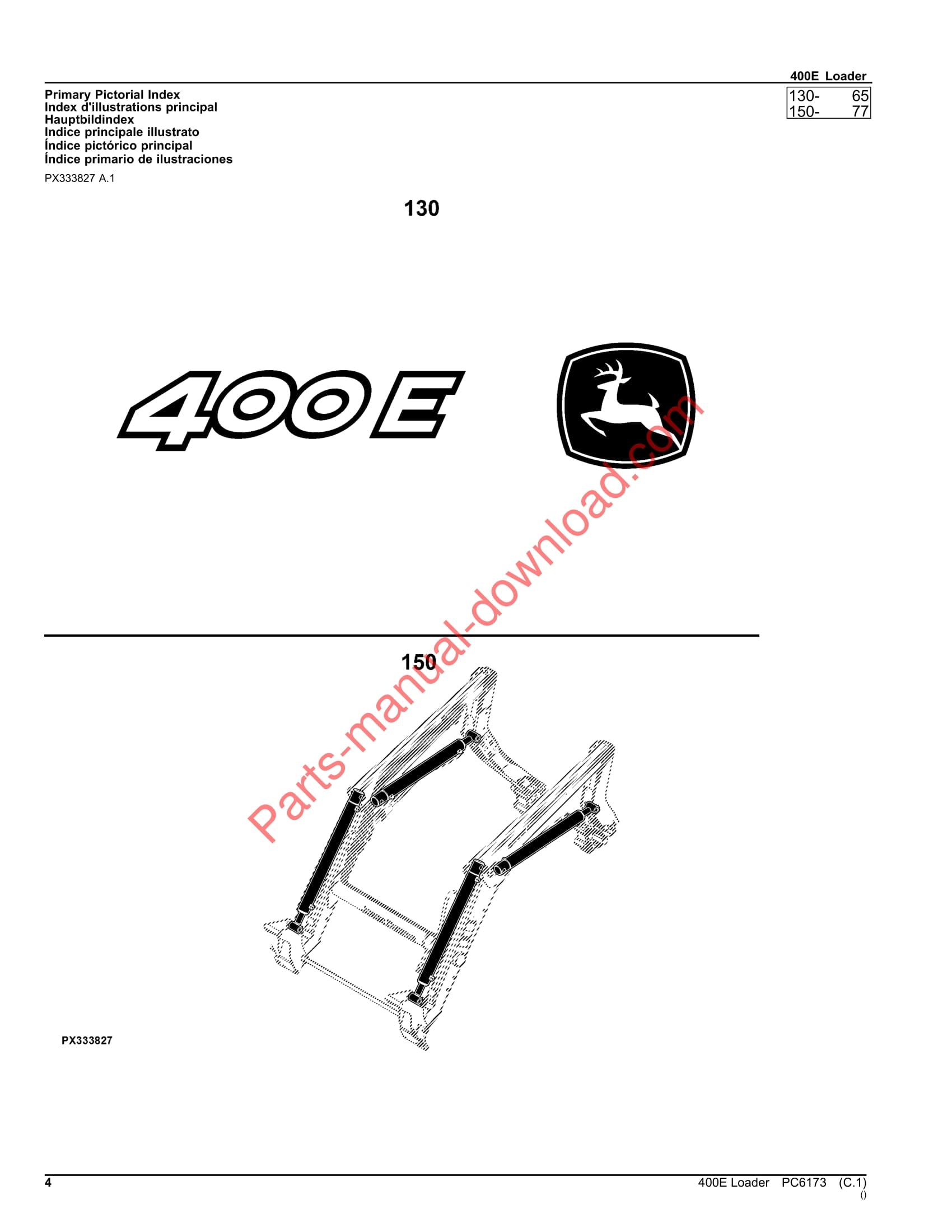 John Deere 400e Loader Parts Manual PC6173 Instant Download