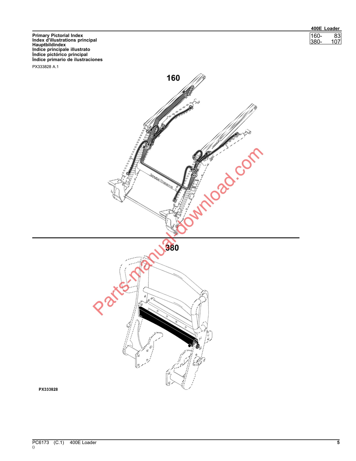 John Deere 400e Loader Parts Manual PC6173 Instant Download