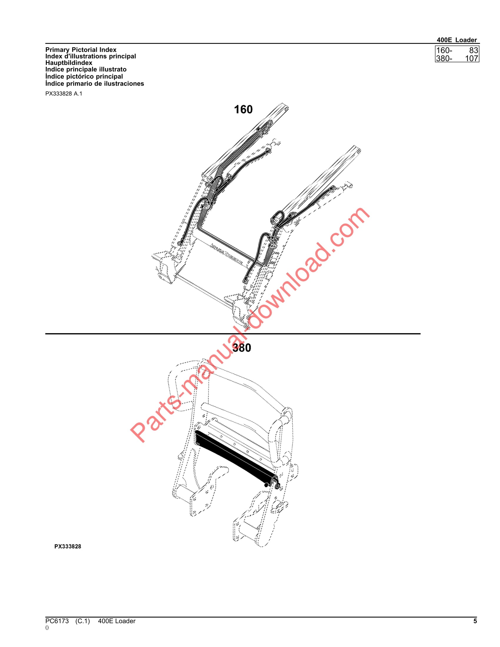 John Deere 400e Loader Parts Manual PC6173 Instant Download