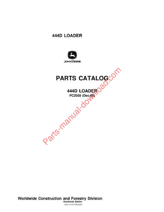 John Deere 444D Loader Parts Manual PC2059