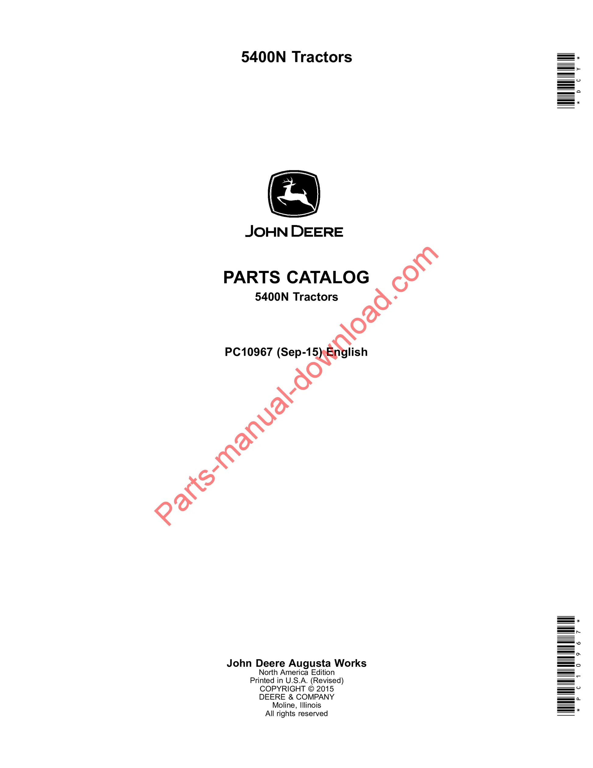 John Deere 5400N Tractor Parts Manual PC10967