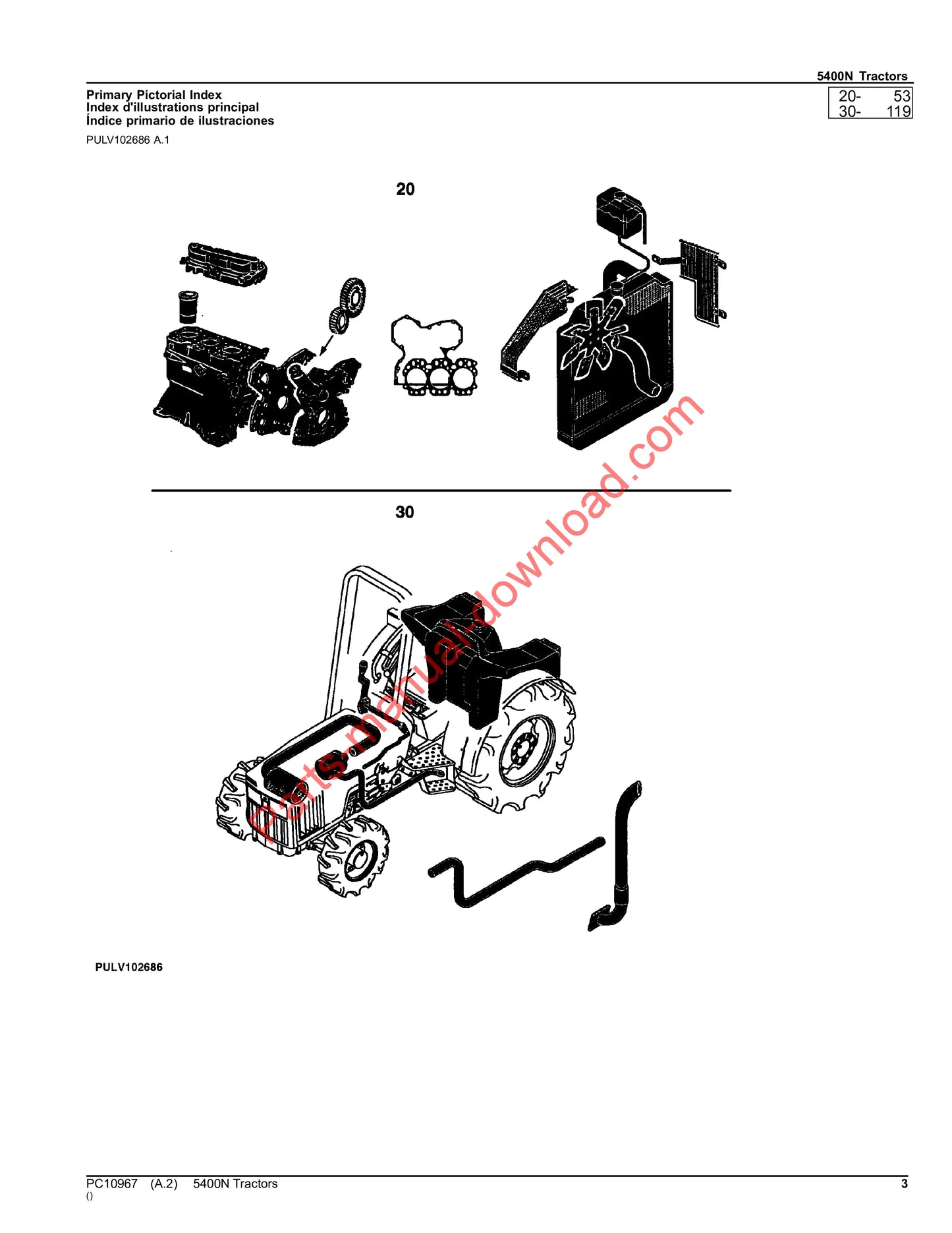 John Deere 5400N Tractor Parts Manual PC10967