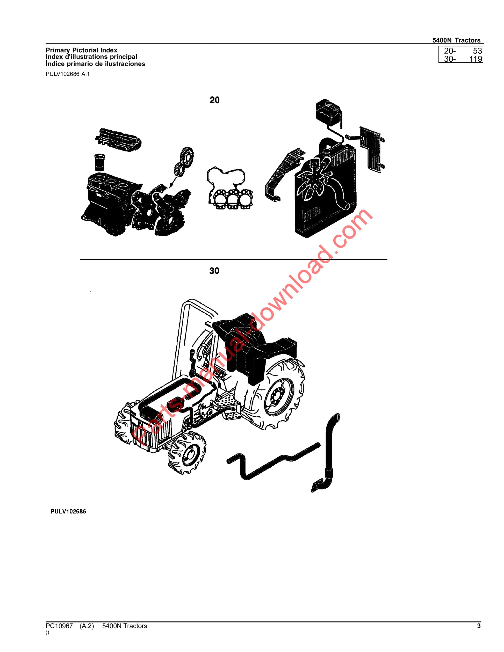 John Deere 5400N Tractor Parts Manual PC10967