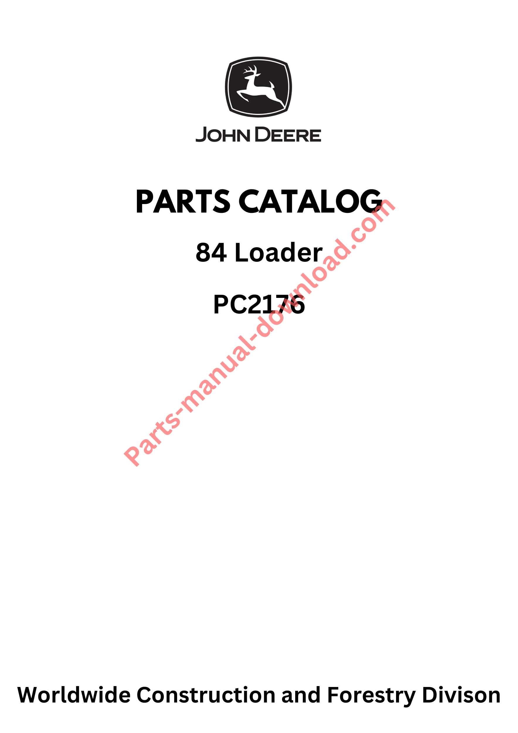 John Deere 84 Loader Parts Manual PC2176