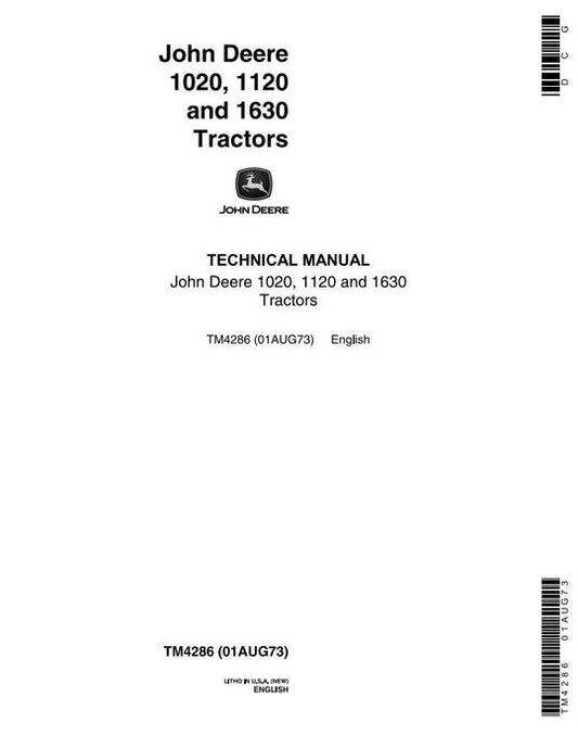 PDF John Deere 1020 1120 1630 Tractor Repair Service Manual TM4286