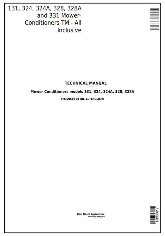 PDF John Deere 131, 324, 324A, 328, 328A, 331 Mower-Conditioner Service Manual TM300619