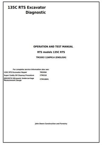 PDF John Deere 135C RTS Excavator Diagnostic and Test Service Manual TM2093