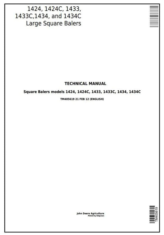 PDF John Deere 1424, 1424C, 1433, 1433C, 1434, 1434C Large Square Balers Service Manual TM405619