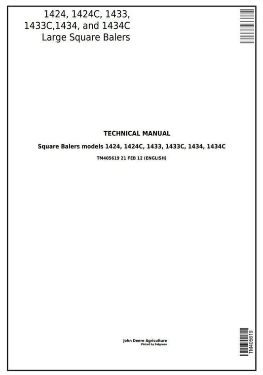 PDF John Deere 1424, 1424C, 1433, 1433C, 1434, 1434C Large Square Balers Service Manual TM405619