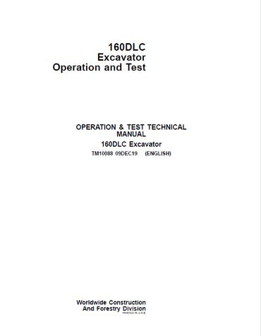 PDF John Deere 160DLC Excavator Diagnostic and Test Manual TM10088