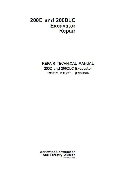 PDF John Deere 200D, 200DLC Excavator Technical Service Repair Manual TM10079
