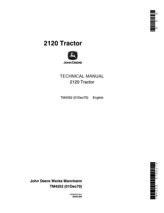 PDF John Deere 2020 2120 Tractor Technical Service Repair Manual TM4252