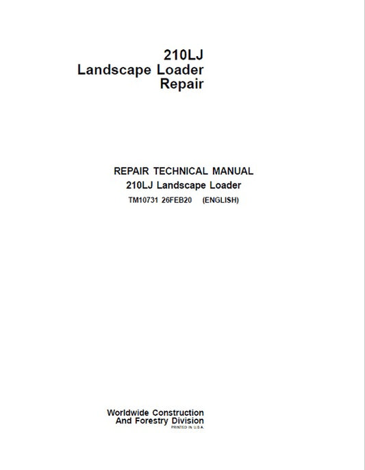 PDF John Deere 210LJ Landscape Loader Service Manual TM10731