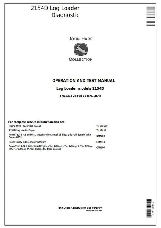 PDF John Deere 2154D Log Loader Diagnostic and Test Service Manual TM10323