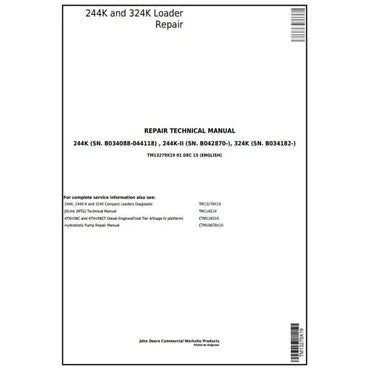 PDF John Deere 244K, 224K-II, 324K Loader Repair Service Manual TM13279X19