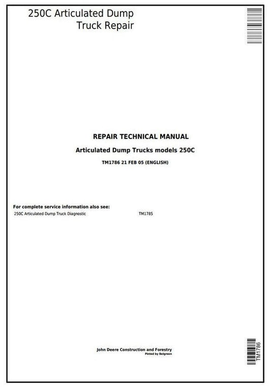 PDF John Deere 250C Articulated Dump Truck Service Manual TM1786