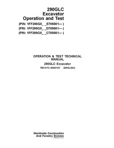 PDF John Deere 290GLC Excavator Diagnostic and Test Service Manual TM12172