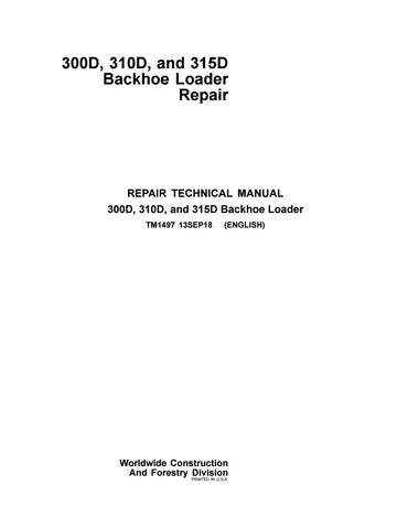 PDF John Deere 300D, 310D 315D Backhoe Side Shift Loader Service Manual TM1497