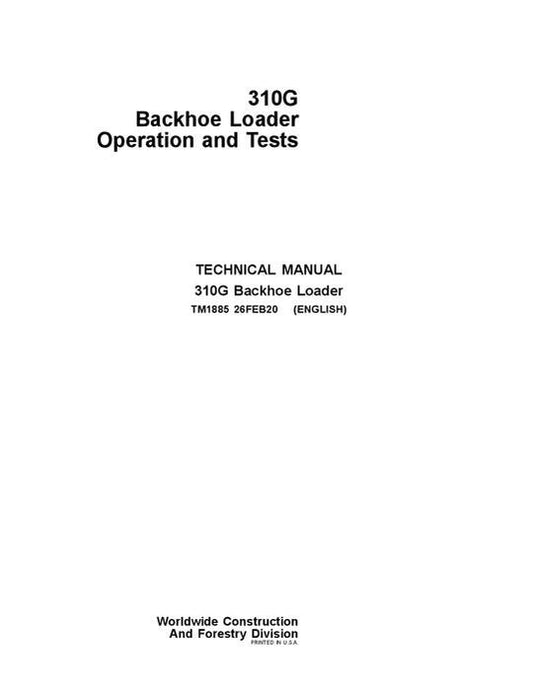 PDF John Deere 310G Backhoe Loader Diagnostic and Test Service Manual TM1885