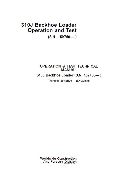 PDF John Deere 310J Backhoe Loader Diagnostic and Test Service Manual TM10846