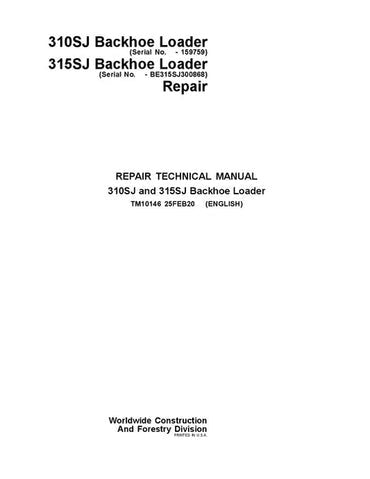 PDF John Deere 310SJ, 315SJ Backhoe Loader Service Manual TM10146