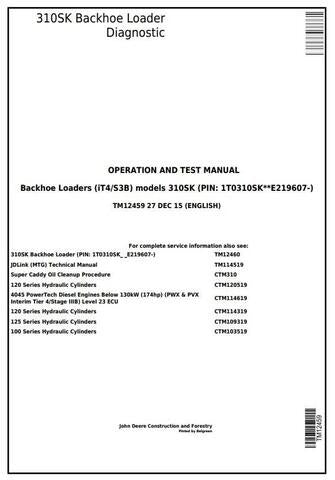PDF John Deere 310SK (iT4/S3B) Backhoe Loader Diagnostic and Test Service Manual TM12459