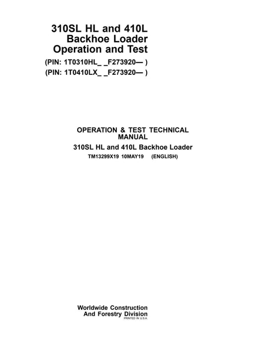 PDF John Deere 310SL HL 410L Backhoe Loader Diagnostic & Test Service Manual TM13299X19