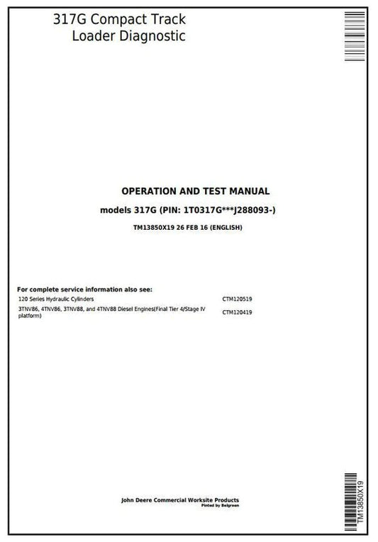 PDF John Deere 317G Compact Track Loader Diagnostic & Test Service Manual TM13850X19